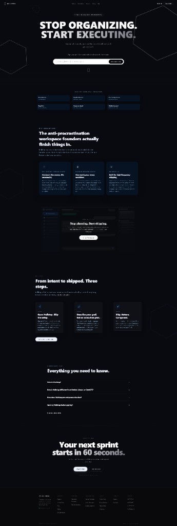 Nullstep project landing page full scroll